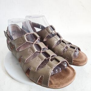 Earth‎ Size 6.5 Gladiator Fisherman Sandals Metallic Gold Open Toe Strappy Boho